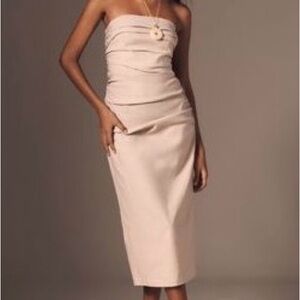 Anthropologie The Soleil Magic Fabric Strapless
Ruched Dress, Sz MP